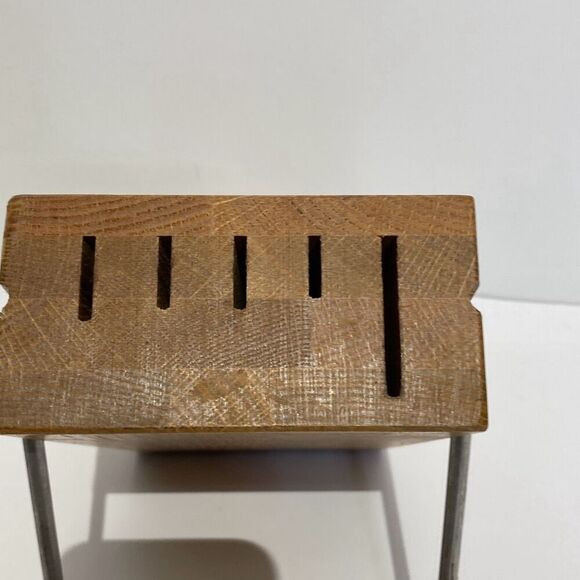 Cutco Oak Wood Knife Block Storage Space Saver Knives 5 Slot - Picture 2 of 8